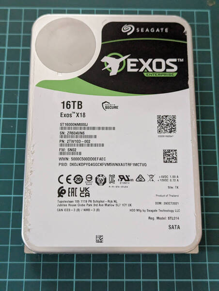 【動作確認済み】 Seagate Exos X18 16TB 内蔵HDD 3.5インチ SATA CMR(ヘリウム)7200RPM 256MB 6Gb/s NAS / PC対応