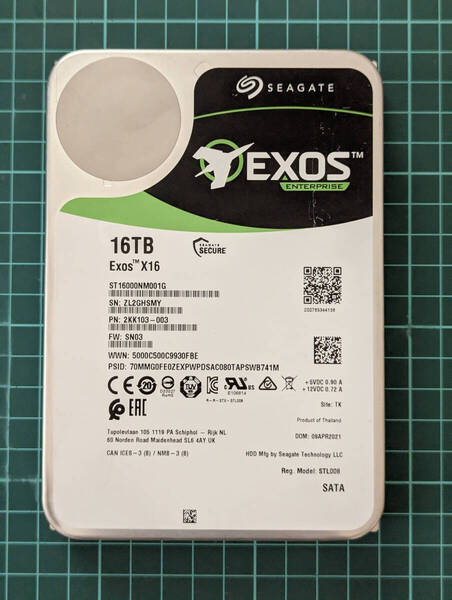 【動作確認済み】 Seagate Exos 16TB 内蔵HDD 3.5インチ SATA CMR(ヘリウム)7200RPM 256MB 6Gb/s NAS / PC対応 ②