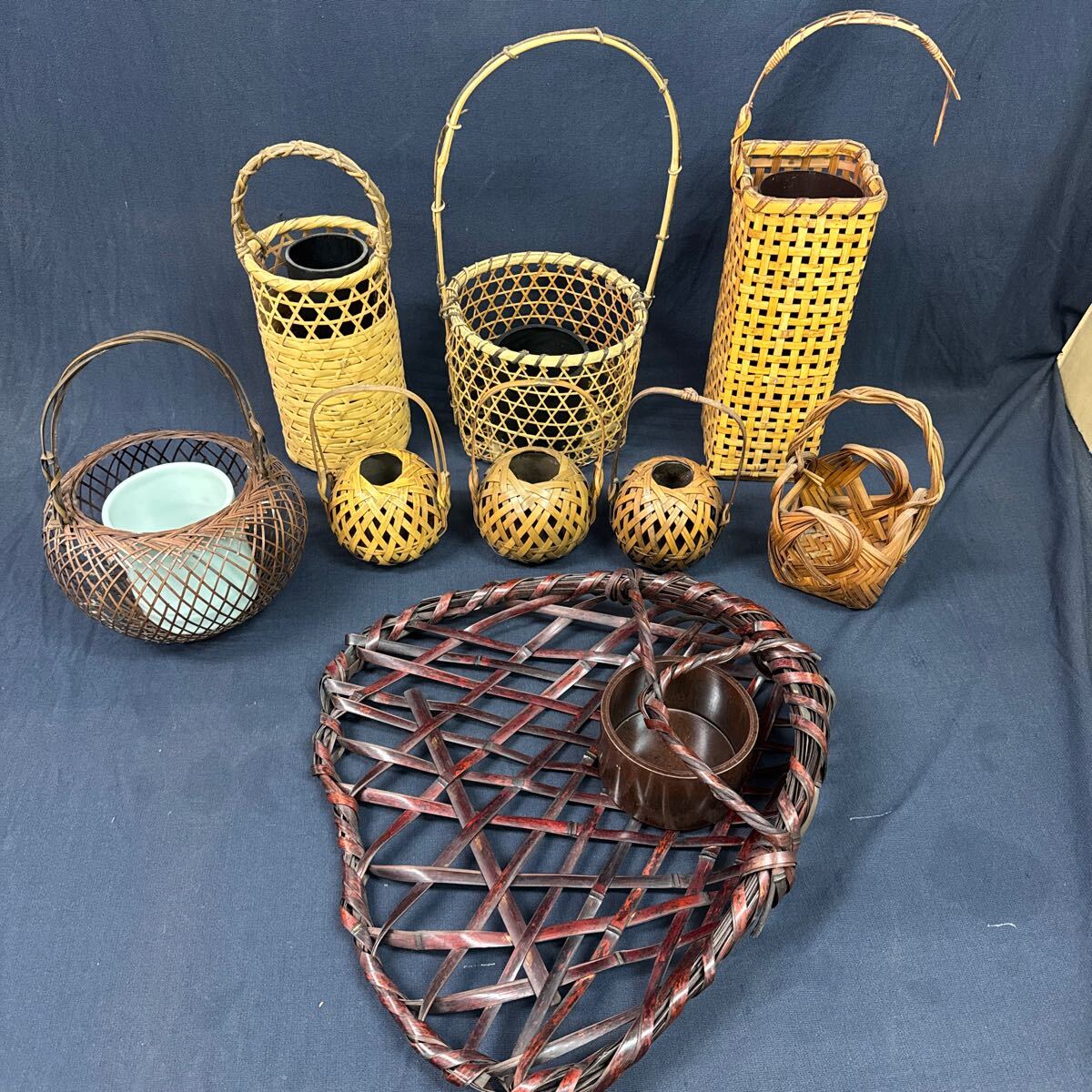 Yahoo!オークション -「竹工芸 花籠」(木工、竹工芸) (工芸品)の