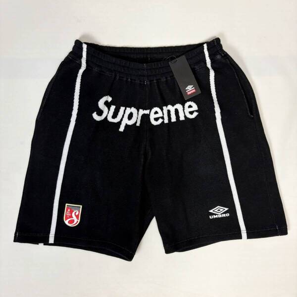 美品 正規品 Supreme Umbro 25SS Knit Soccer Short シュプリーム アンブロ コットン ニット サッカー ショーツ ショートパンツ ブラック L