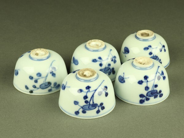 古伊万里　伊万里　染付　なずな　なずな文　煎茶碗　蔵出し　10客 古伊万里染付渦霊芝文（なずな文）煎茶碗10客「染付なつな文