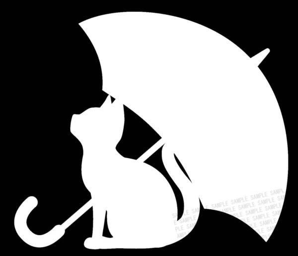 【8枚セット+ワッペン】カッティングステッカー 猫と傘 白*2 黒*2、猫と月 白*2 黒*2枚、ワッペン 神奈川沖浪裏