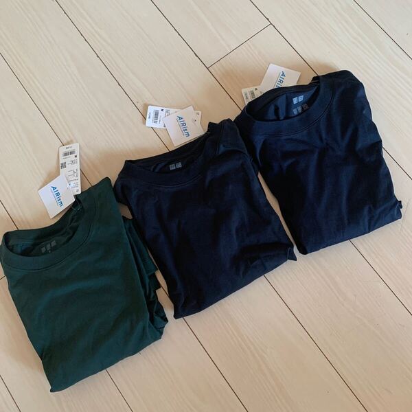 ★未使用品★ UNIQLO エアリズムコットン UVカット クルーネック長袖★サイズM ★3枚まとめて★送料込