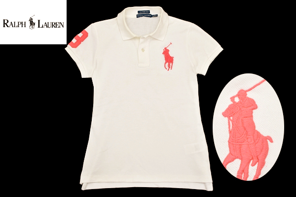 Y-9072★送料無料★RALPH LAUREN ラルフローレン THE SKINNY POLO★正規品 白 ビッグポニーロゴ刺繍 鹿の子 半袖 ポロシャツ S