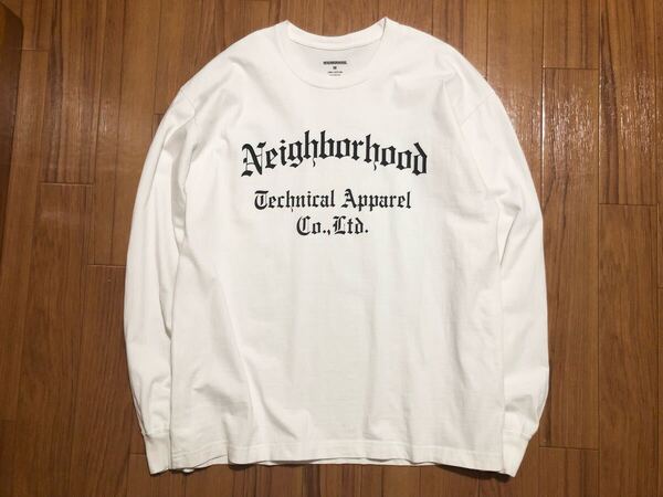 NEIGHBORHOOD ネイバーフッド ロゴ ロンT ホワイト Mサイズ 長袖Tシャツ カットソー クルーネック 白
