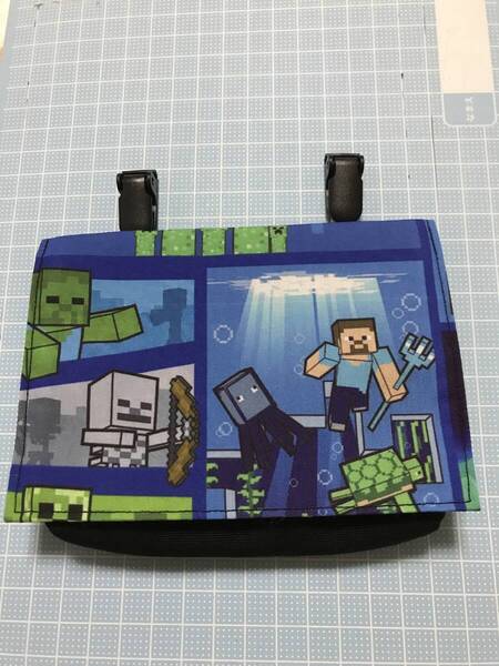 移動ポケット(クリップ付き)マイクラ柄(マチ有り)海
