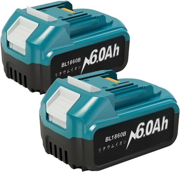 【2個セット】マキタ 18v バッテリー BL1860B 6.0Ah マキタ互換バッテリー18v 6000mAh大容量 LED残量表示 BL1815N、1820、1830B、1850B