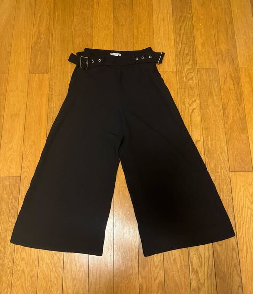 H&M 32 ドレープワイドパンツ ブラック 黒 ボトムス ガウチョ スカーチョ フレア ワイド スカート XS ユニクロ GU ZARA