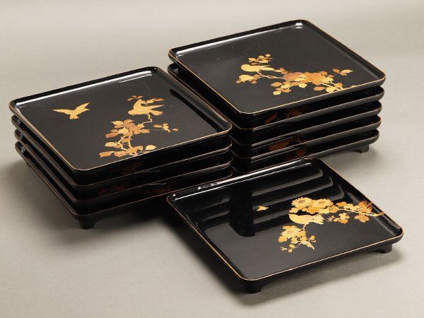 時代 漆器 蒔絵 吸物膳 10客 共箱 木製 Yahoo!オークション -「吸物膳」の落札相場・落札価格