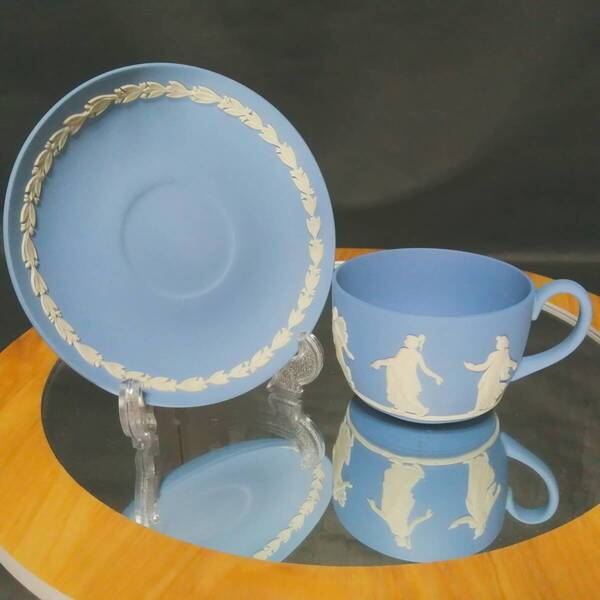 美品◇自宅保管 ウェッジウッド ジャスパー ブルー カップ&ソーサー ダンシングアワー 6人の踊り子 WEDGWOOD JASPER ※画像5枚目要確認