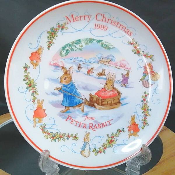 20CM 未使用◇自宅保管 ウェッジウッド ピーターラビット 1999 クリスマス イヤー プレート WEDGWOOD PETER RABBIT