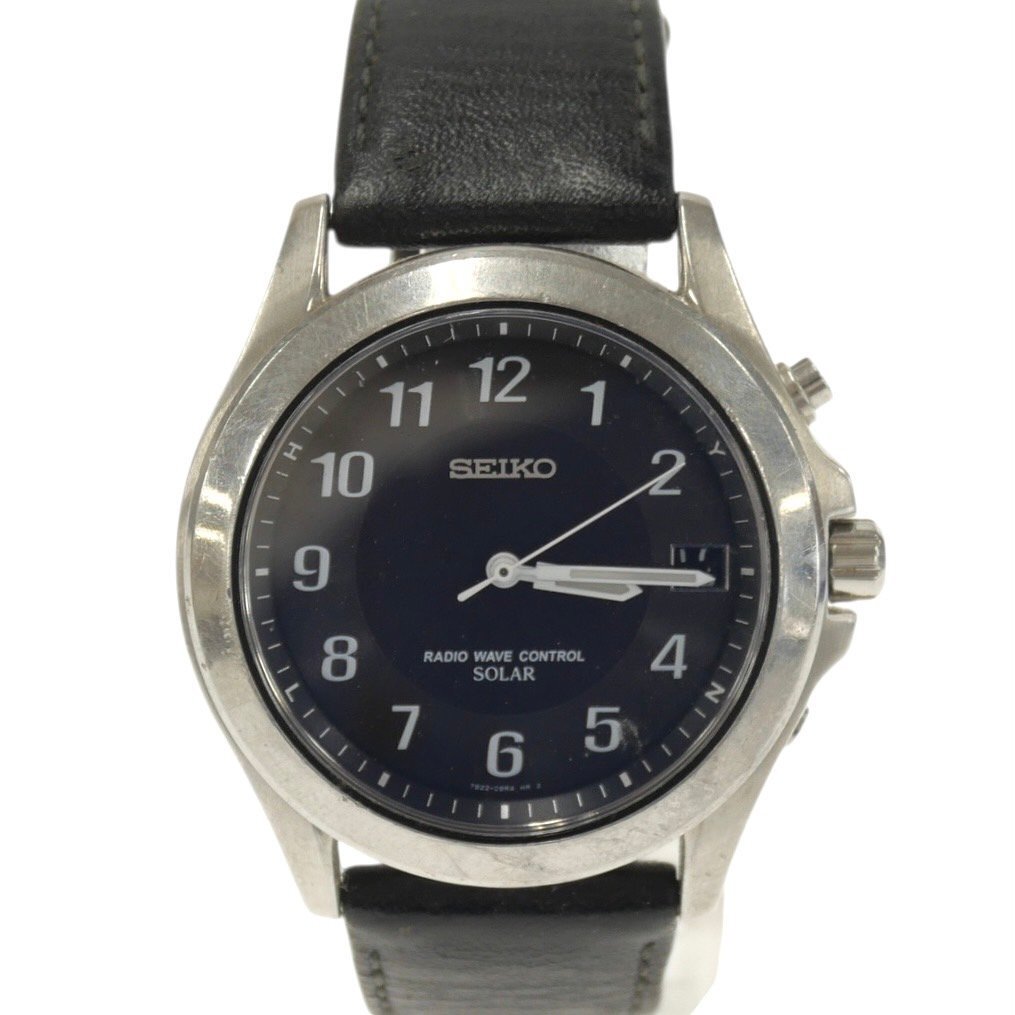 極美品【稼働品】SEIKO セイコー 7B22 ブラック シルバー ソーラー Yahoo!オークション -「セイコー7b22」の落札相場・落札価格