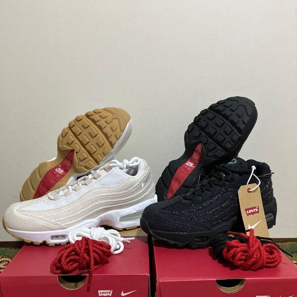 新品 黒タグ NIKE Levi's AIR MAX 95 OG 26.5cm ナイキ リーバイス ホワイト ブラック 2点セット HM4743 100 HM4743 001 メンズ デニム