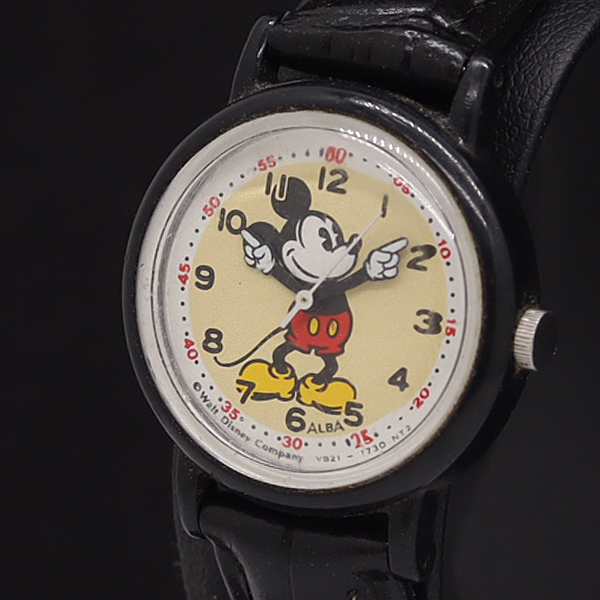 美品 稼働品 赤文字盤 ALBA ミッキーマウス 時計 V501-6P10 Yahoo!オークション -「ミッキーマウス 腕時計 alba」(セイコー