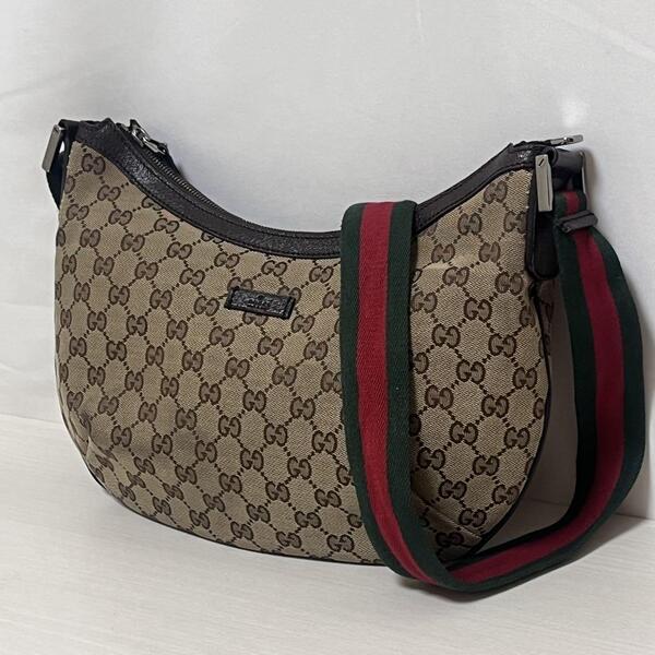 GUCCI グッチ ショルダーバッグ クロスボディ GG キャンバス レザー シェリーライン ベージュ 181092