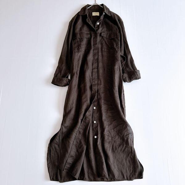 美品 定価26,400円 UNITED ARROWS ユナイテッドアローズ UBCB リネンシャツワンピース リネン100% 36 S