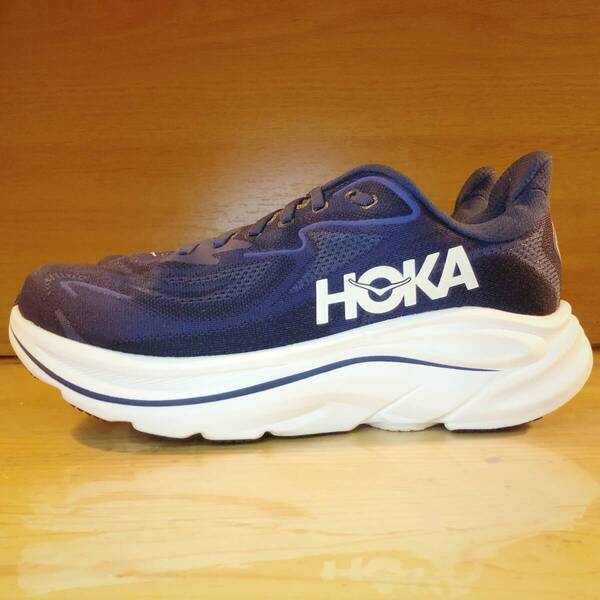 【美品】Hoka OneOne/ Clifton 10/ 27.0 cm ワイド/ ネイビー/ ホカ オネオネ クリフトン 9よりクッション増