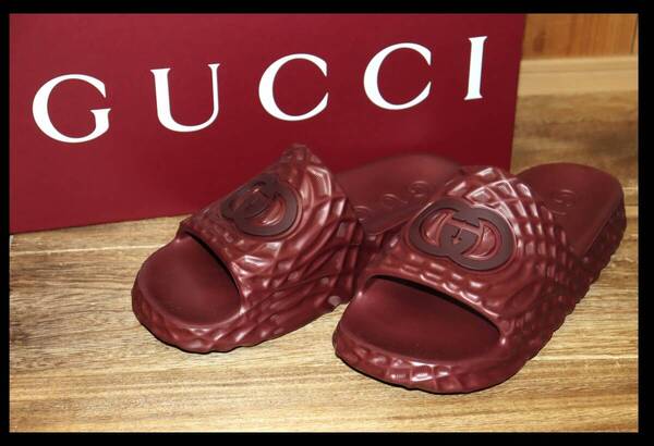 送料無料 即決【未使用】 GUCCI ★ インターロッキングG スライドサンダル (6サイズ/25cm) ★ グッチ 国内正規品 770801 GG 併