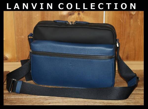 送料無料 即決【未使用】 LANVIN COLLECTION ★ エクラ 国産牛革×PU ショルダーバッグ 日本製 ★ ランバン 定価2万9700円 284111 併