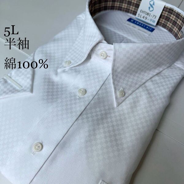 半袖ワイシャツ★5Lサイズ49★ノーマルタイプ★綿100%★超形状安定★ノーアイロン★SMART BIZ