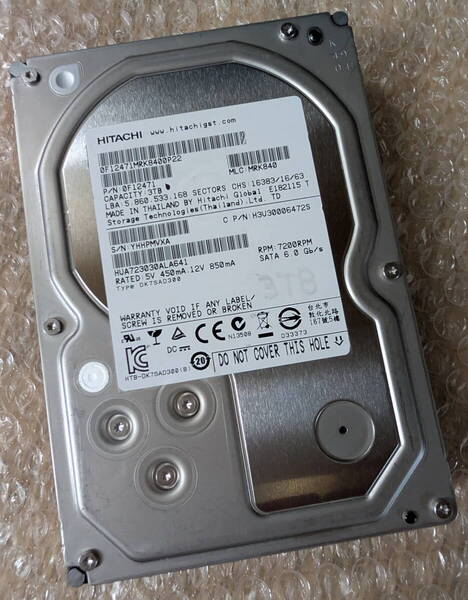 送料無料 3TB 3.5インチ 7200RPM HITACHI 日立 HUA723030ALA641 SERIAL ATA 600 正常 HDD ハードディスク