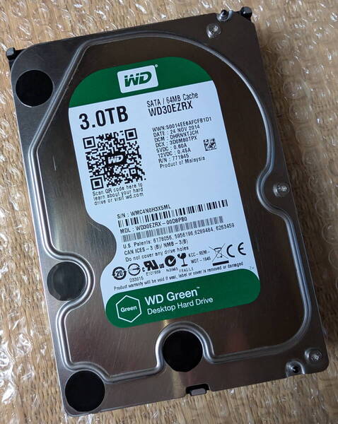 送料無料 3TB 3.5インチ WESTERN DIGITAL WD30EZRX SERIAL ATA 600 SATA 正常 HDD ハードディスク