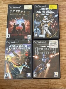 PS2 LOT Of 4! スターウォーズ Battlefront 2, Bounty Hunter, Starfighter, Episode III 海外 即決
