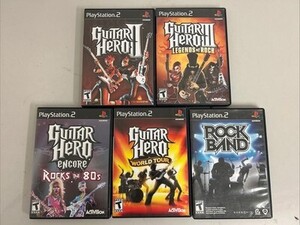 Guitar Hero Rockband Playstation 2 Lot Of 5 PS2 Games CIB GH 2 3 World Tour 80s 海外 即決
