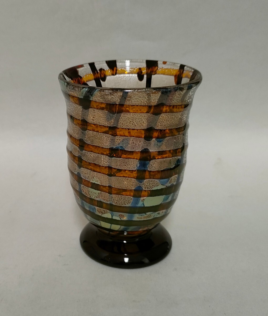 新品未使用★藤原奈津江作　吹きガラスボール　「箔花」銀箔と花の掘り込み 藤原彩葉 「Spiral Fold of Life」 （Art + Craft Gallery蚕室