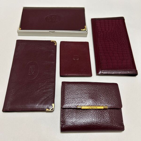 ◆ボルドー系 財布&小物 本革 5点SET-未使用品あり◆ Cartier カルティエ ウンガロ ランバン WALTHAM SSA 【送料無料】0707