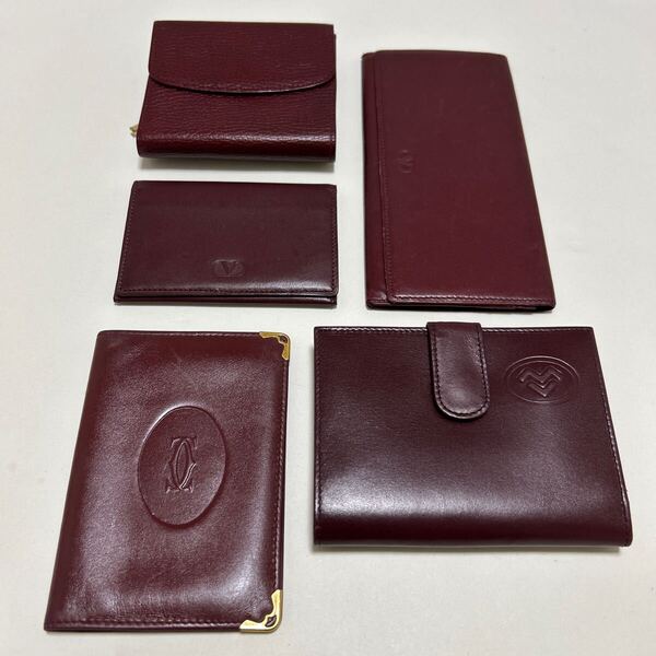 ◆ボルドー系 財布&小物 本革 5点SET-未使用品あり◆ Cartier カルティエ マリオ ヴァレンティノ ガラヴァーニ 等 【送料無料】0707