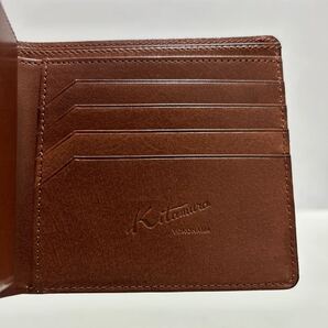 ☆未使用-展示品☆ ◆Kitamura YOKOHAMA キタムラ コンパクト 折り財布 ブラウン◆ 本革 小銭入れ有 メンズ 【送料無料】0708