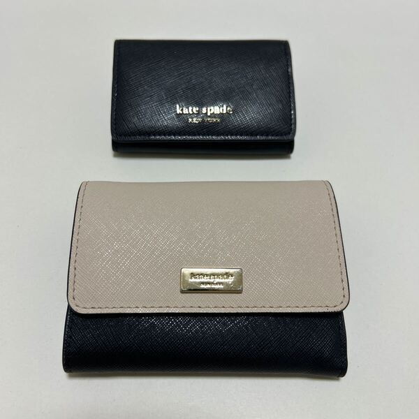 ☆良品☆ ◆kate spade ケイトスペード 三つ折り財布 WLRU5028 & キーケース 6連 黒 2点SET◆ サフィアーノレザー 【送料無料】0710