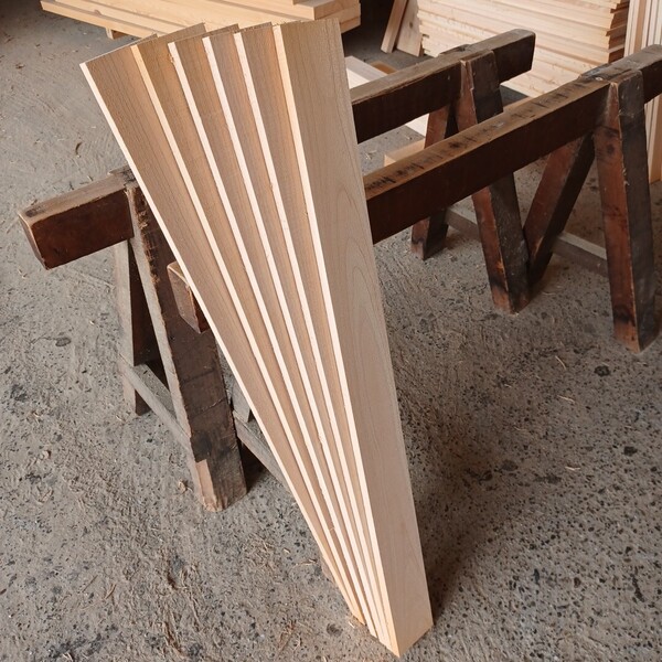 B-2047【99×8.9~9.3×1.5cm】 国産ひのき 板 6枚セット 棚板 看板 工作 一枚板 無垢材 桧 檜 DIY