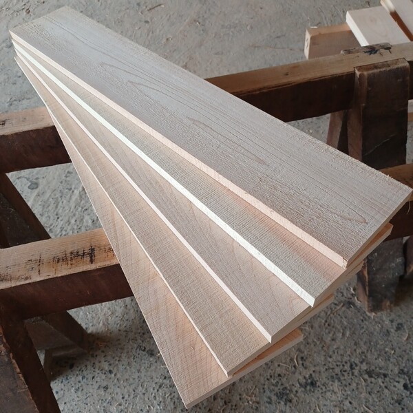 B-2053【72×12~13.3×1.5cm】 国産ひのき 板 5枚セット 看板 棚板 工作 一枚板 無垢材 桧 檜 DIY