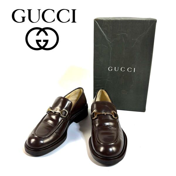 【極美品】GUCCI グッチ レザー ホースビット ローファー スリッポン 革靴 ブラウン ゴールド金具 35サイズ イタリア製 保存箱付き