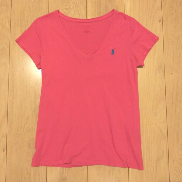 USA古着卸 Mサイズ Polo Ralph Lauren ポロ ラルフローレン ロゴ刺繍 Vネック Tシャツ