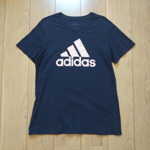 USA古着卸 Lサイズ adidas アディダス ロゴ 花柄 プリント Tシャツ