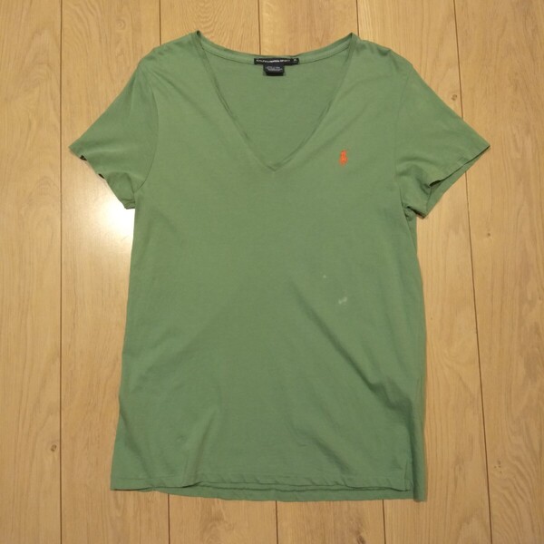 ☆USA古着卸 XLサイズ Polo Ralph Lauren ポロ ラルフローレン ロゴ刺繍 Vネック Tシャツ
