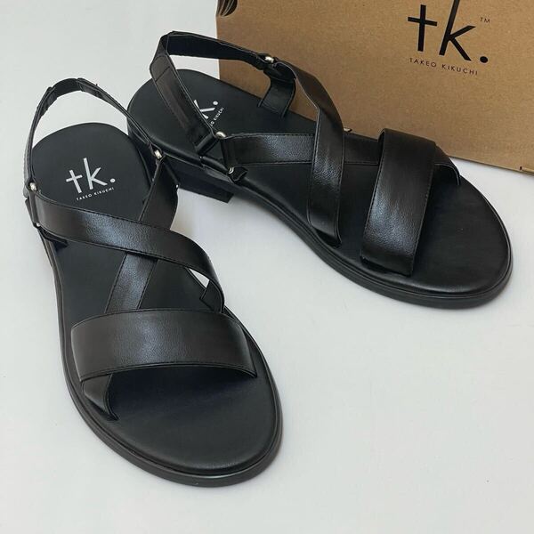 【未使用】tk.TAKEO KIKUCHI クロスストラップサンダル ブラック 27,5cm シューズ ティーケータケオキクチ 黒