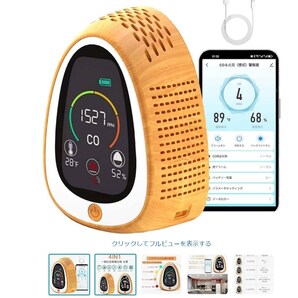 4IN1 一酸化炭素チェッカー 0-1000PPM測定範囲 Type-C充電式 検出器 濃度計 アラーム 警報器 iOS/Androidリアルタイム遠隔監視