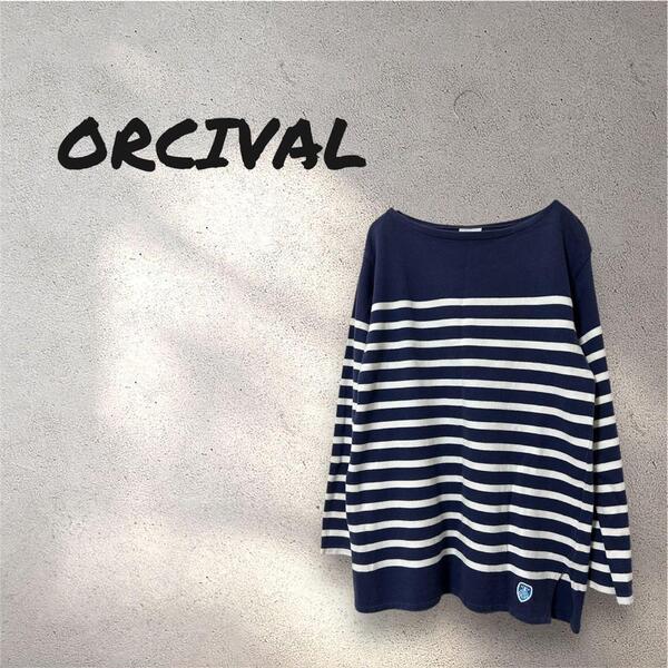 ORCIVAL オーシバル ボーダー ボートネック コットン長袖Tシャツ 2
