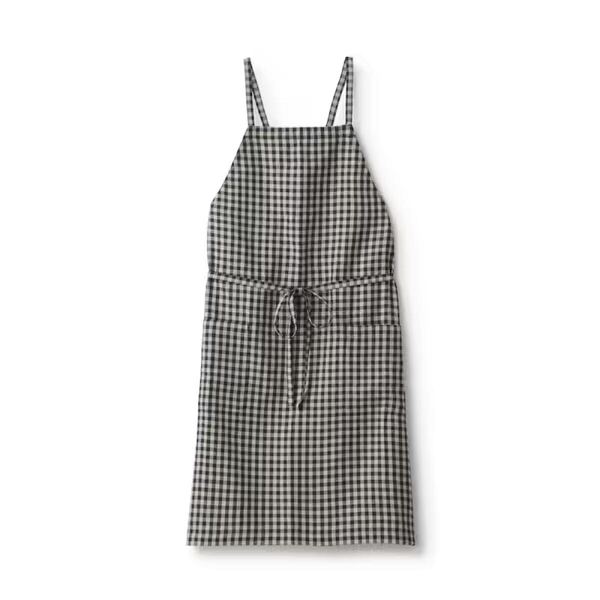 定価3990円 無印良品 麻平織カフェエプロン フリーサイズ ギンガムチェック