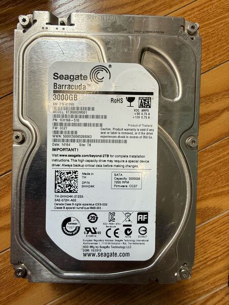 即決、送料無料★ HDD 3TB SATA ハードディスク 3000GB HDD 3TB 3.5 インチ SATA ST3000DM001
