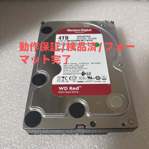 M107:(動作保証/フォーマット完了/使用0時間)Western Digital Red 4TB WDC WD40EFRX 3.5インチ SATA HDD