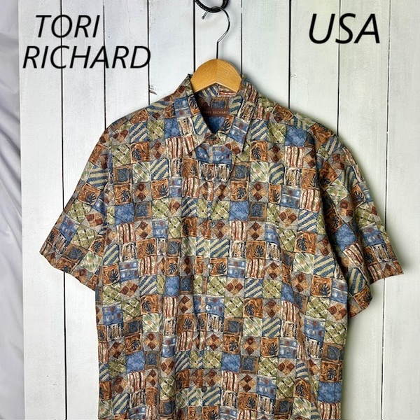 sh●959 USA古着 TORI RICHARD USA製 薄手コットンアロハシャツ S M程度 オールド アメリカ古着 トリリチャード 90s00s~