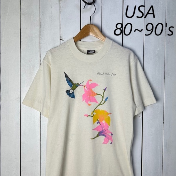 T●419 USA古着 80s~90s USA製 グッドフェードTシャツ S 生成り オールド ヴィンテージ 50/50 スクリーンスターズ シングルステッチ