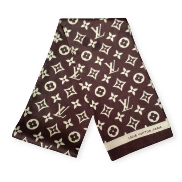 LOUIS VUITTON バンドー リボンスカーフ タイ ルイヴィトン モノグラム ブラウン ブランド品 シルク100%