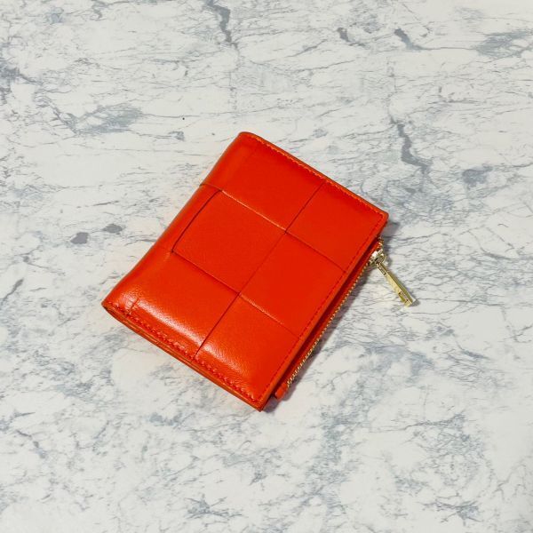 シープスキン ミニ財布 羊革 コンパクト ウォレット 二つ折り 財布 本革 シープレザー メンズ レディス 送料無料 オレンジ系
