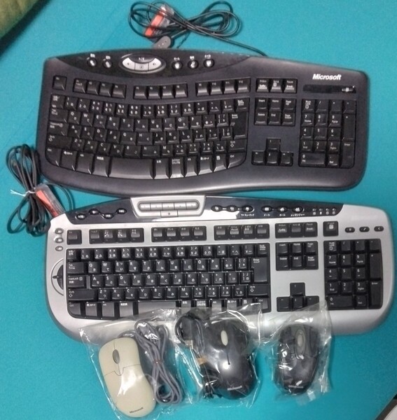 Microsoft マイクロソフト★キーボード マウス 多種 まとめて!★動作品 整備済★キーボード2機 有線マウス2機 無線マウス1機
